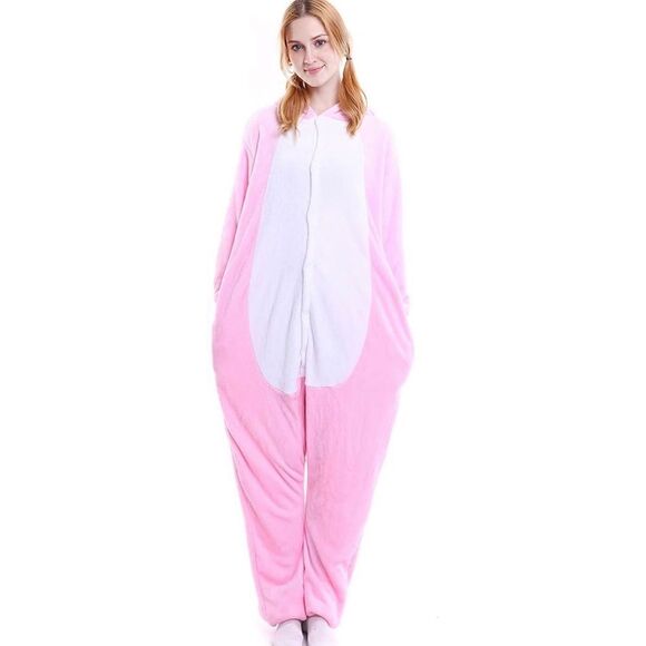 forever 21 sleepwear, pink, plush bunny, onesie, size small - Picture 1 of 8
